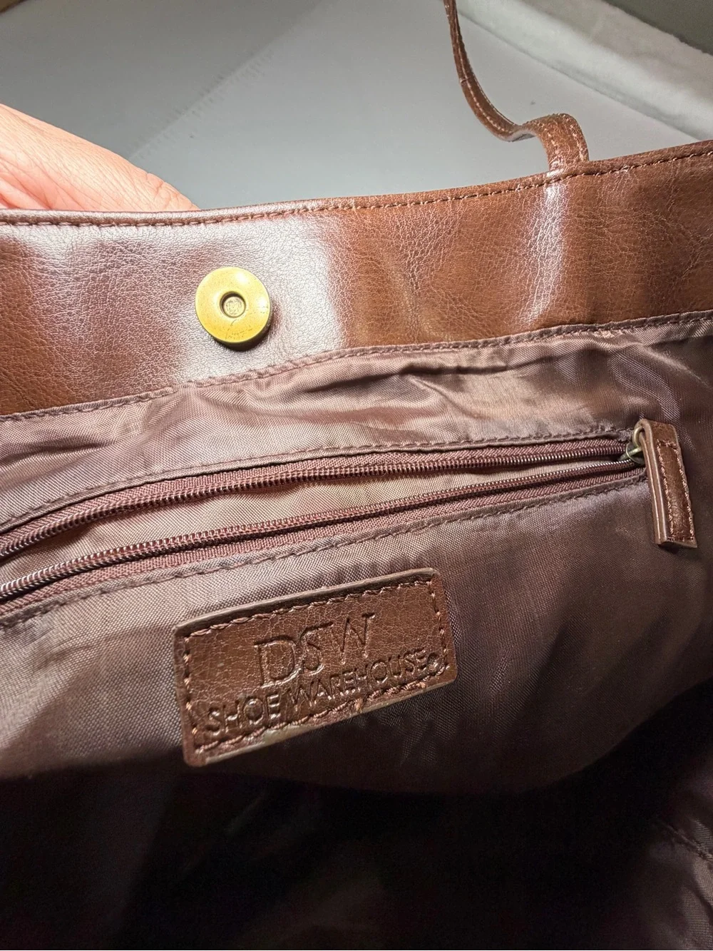 DSW Snake-Pattern Tote in Cream and Brown